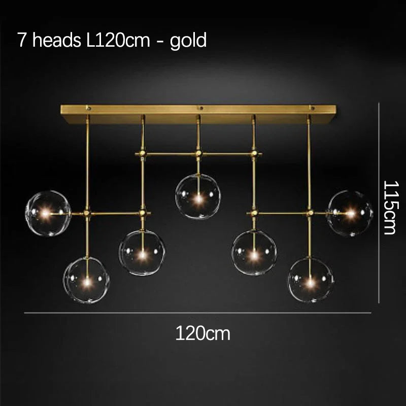 SANDYHA Art moderne boule de verre lustres Design nordique noir or lampe à LED pour salon chambre décor à la maison suspension
