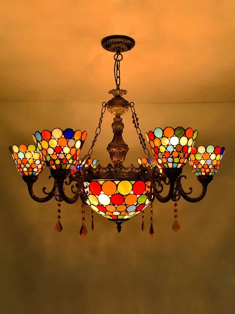suspension en verre tiffany design moderne pour éclairage intérieur