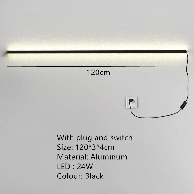 applique murale led moderne avec interrupteur à intensité variable