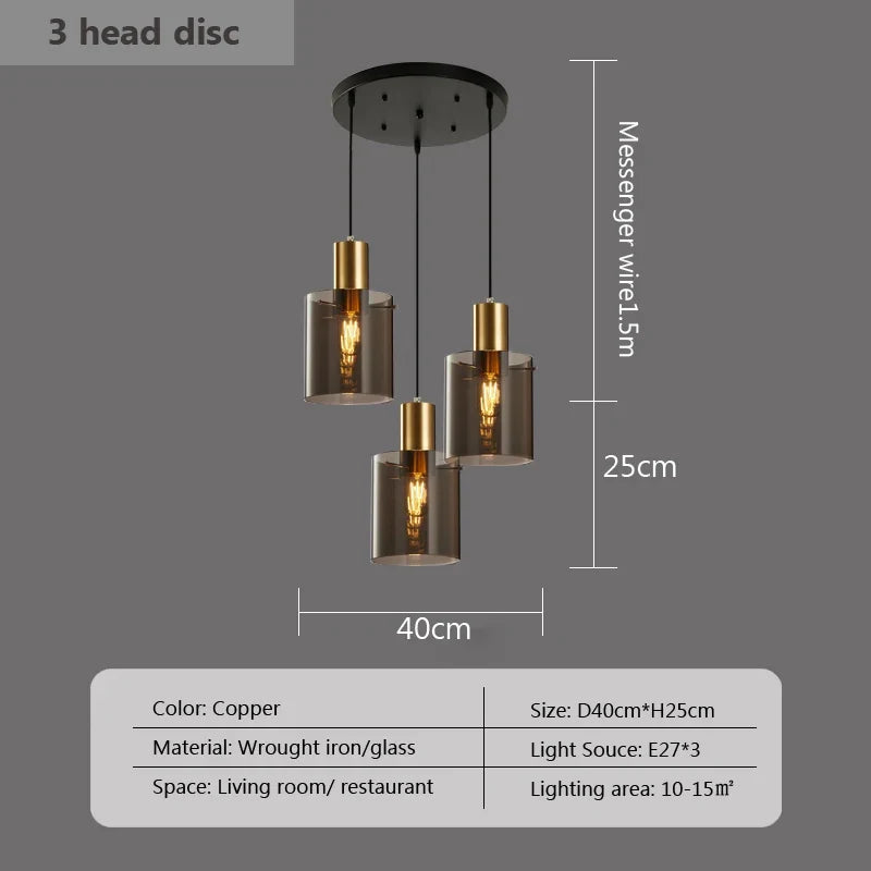 suspension moderne en verre pour éclairage intérieur élégant