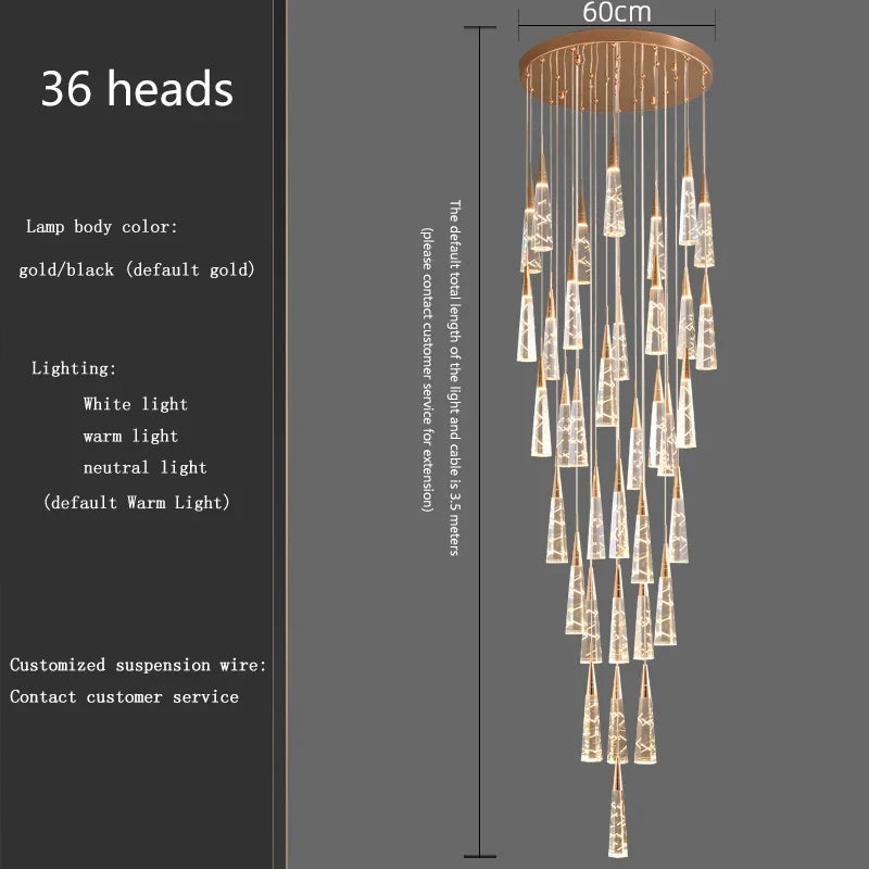 lustre moderne suspendu à branches avec longue ligne à led