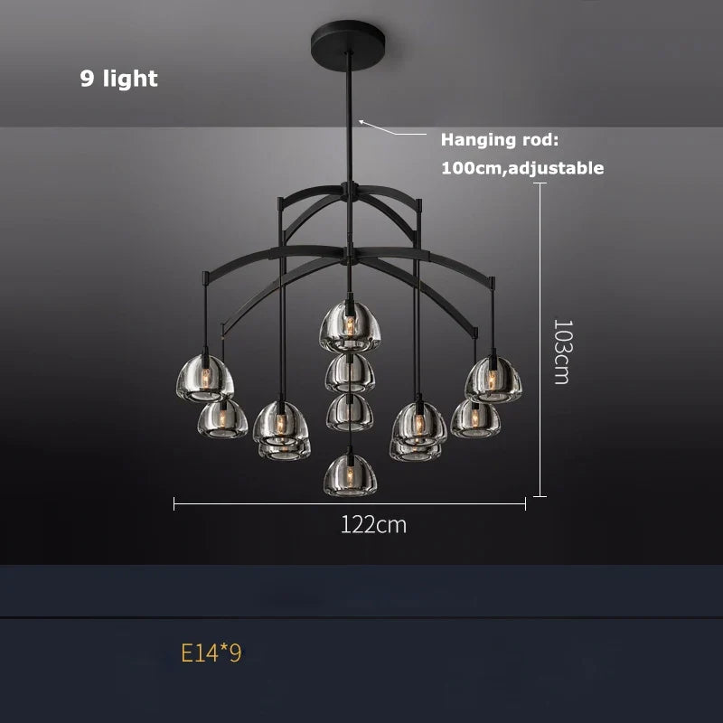 lustre rétro américain en laiton et cristal pour un éclairage élégant