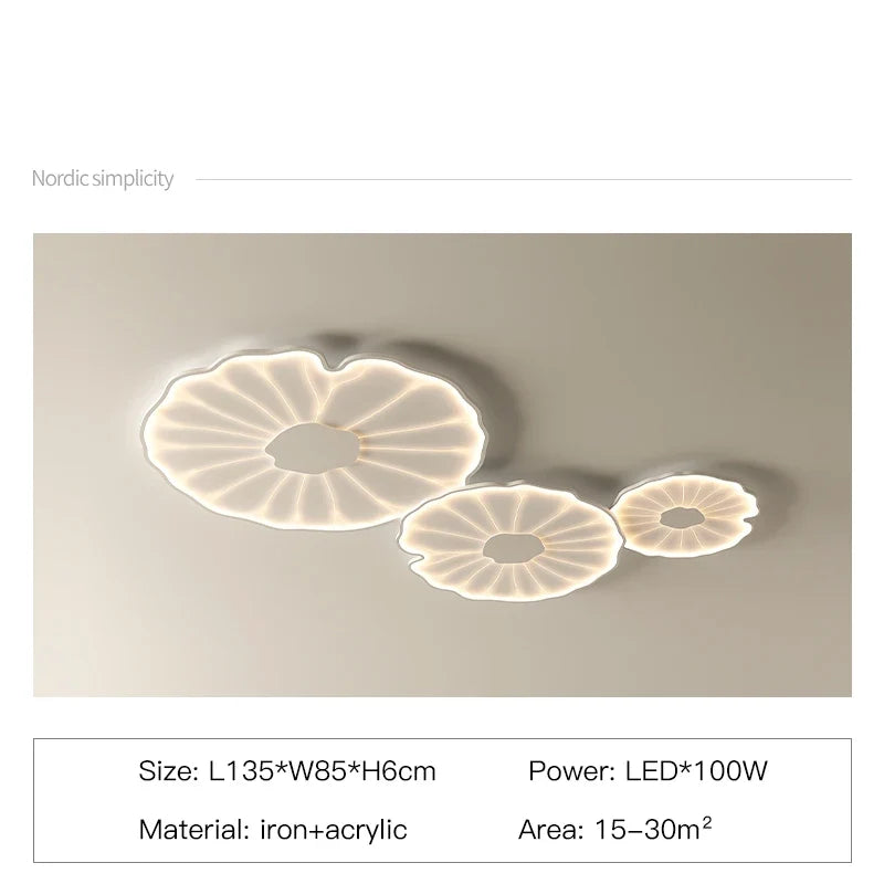 plafonnier led créatif en forme de feuille de lotus décoratif