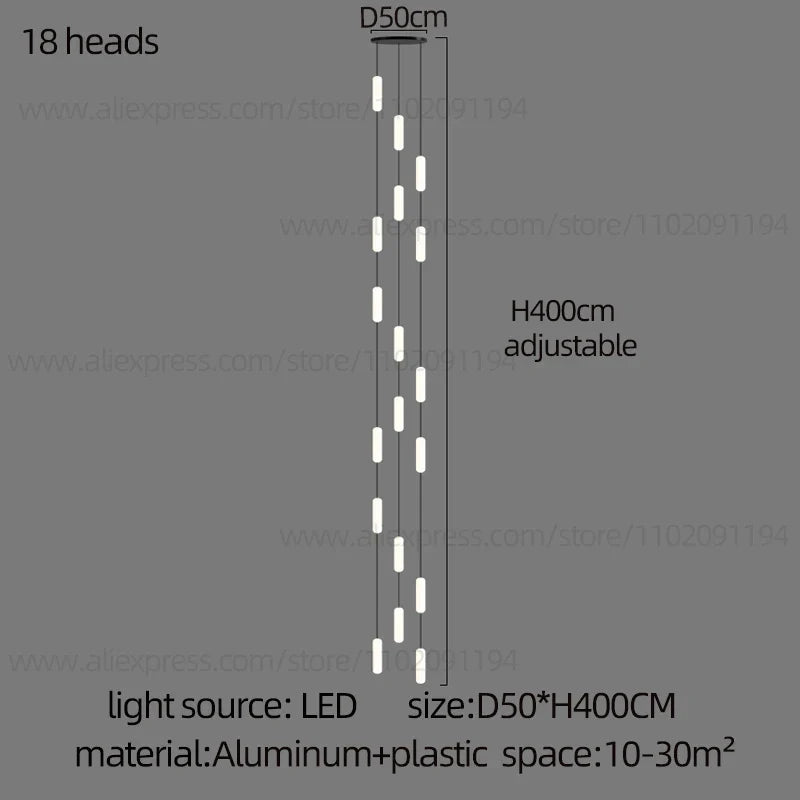 lustre led nordique pour escalier duplex penthouse villa