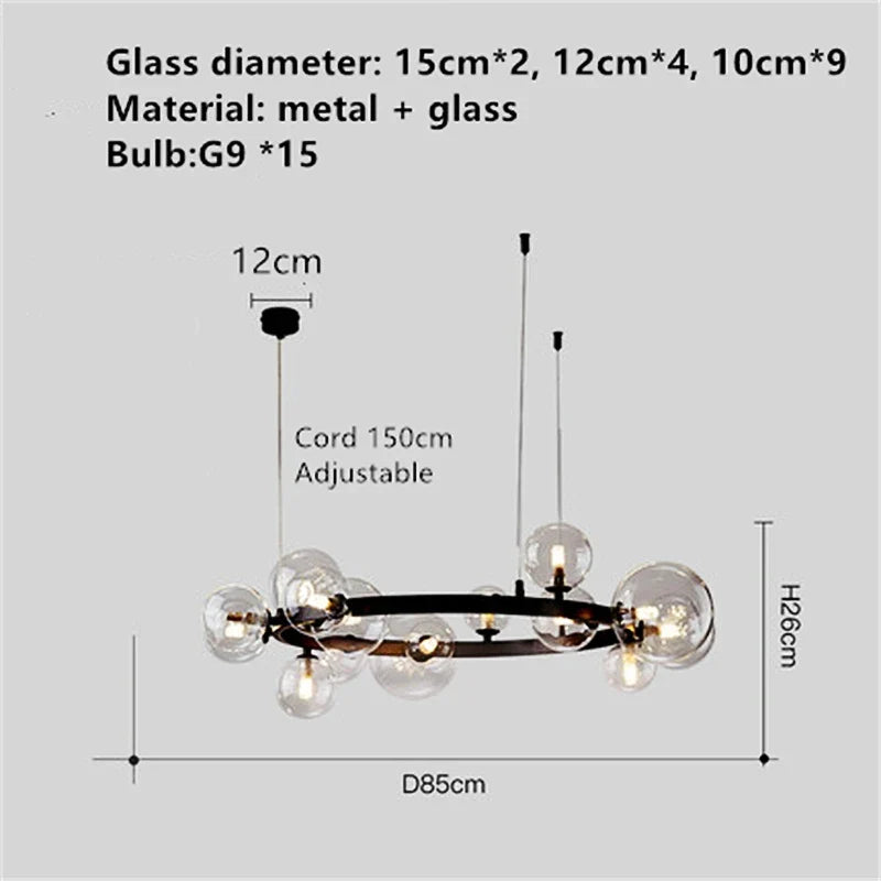 lustre en verre design nordique pour éclairage moderne décoratif