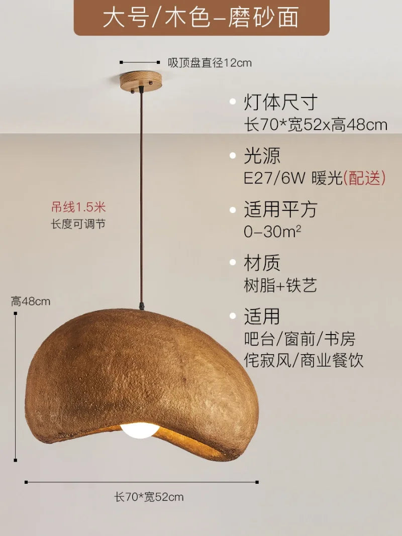 suspension led wabi-sabi nordique en résine pour café loft