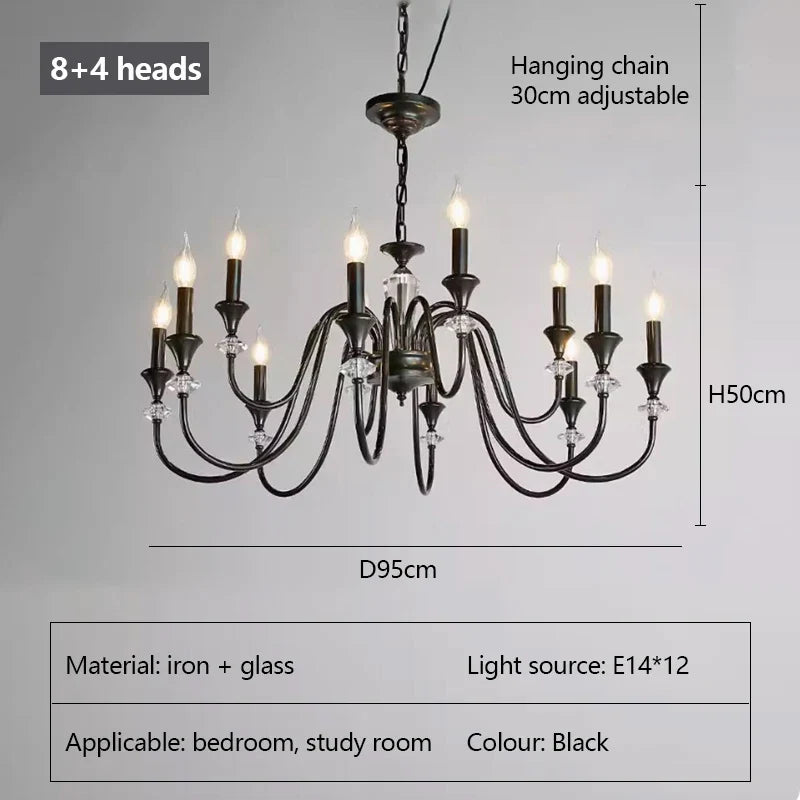 lustre en cristal rétro au design élégant pour éclairage intérieur