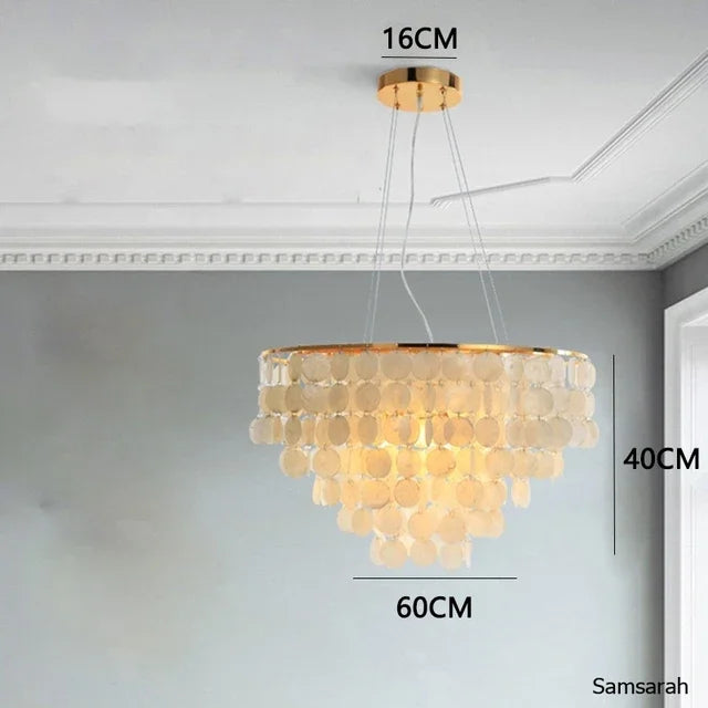 lustre nordique en coquillage avec luminaire à led