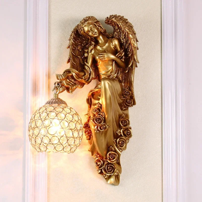 applique murale led moderne nordique ange sirène décorative en résine