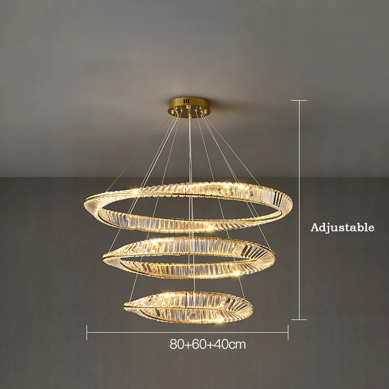 suspension moderne en aluminium et cristal led