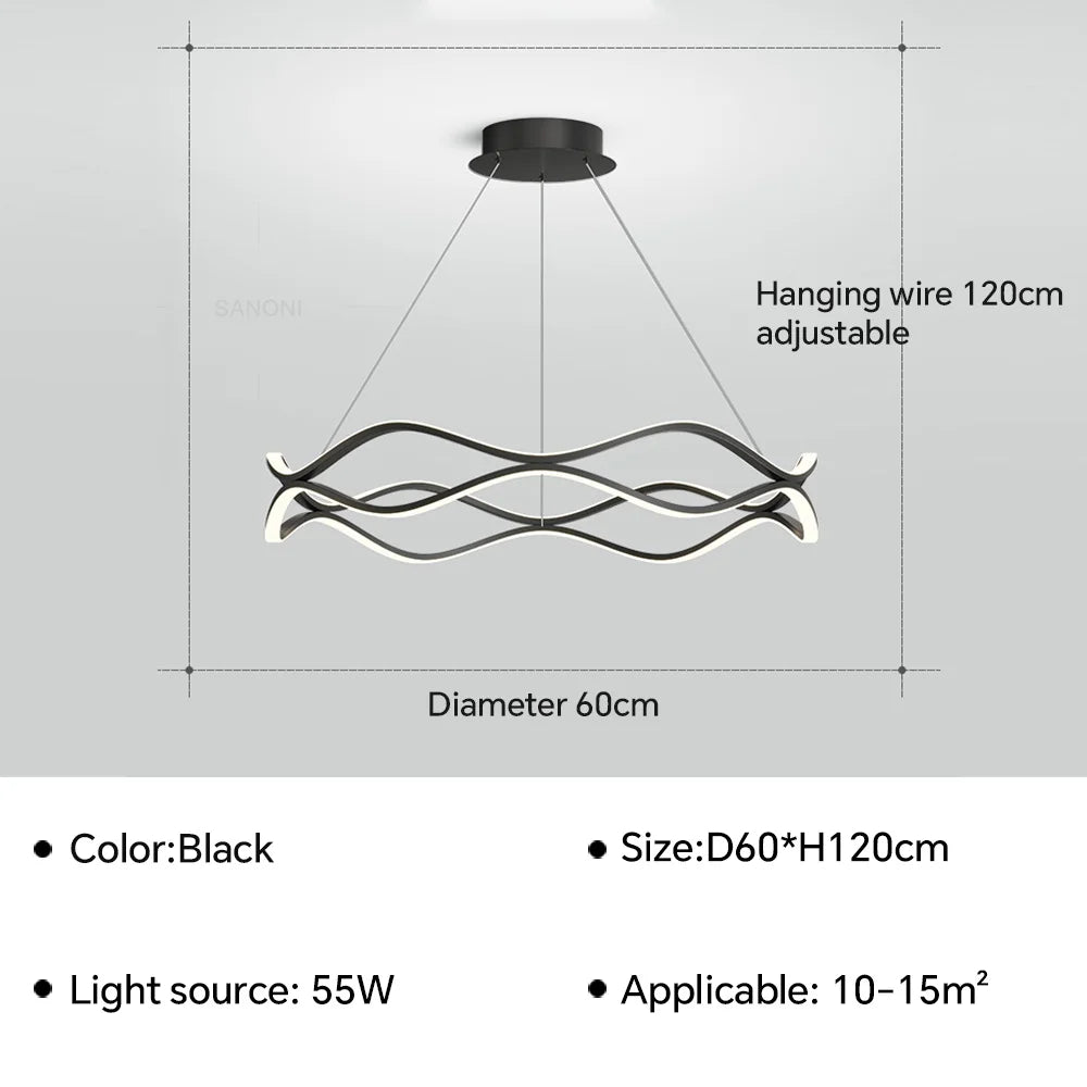 suspension moderne à led pour décoration intérieure élégante et luxueuse