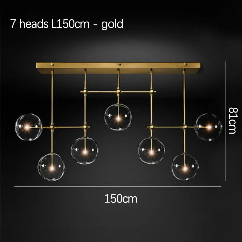 SANDYHA Art moderne boule de verre lustres Design nordique noir or lampe à LED pour salon chambre décor à la maison suspension