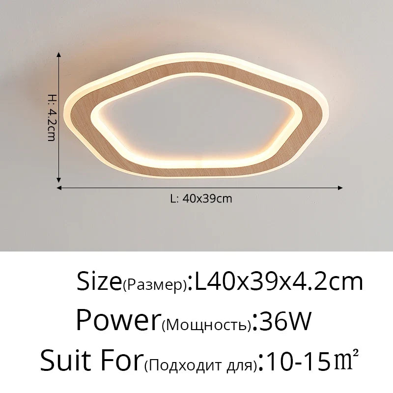 plafonnier led ultra-mince en bois massif style nordique moderne
