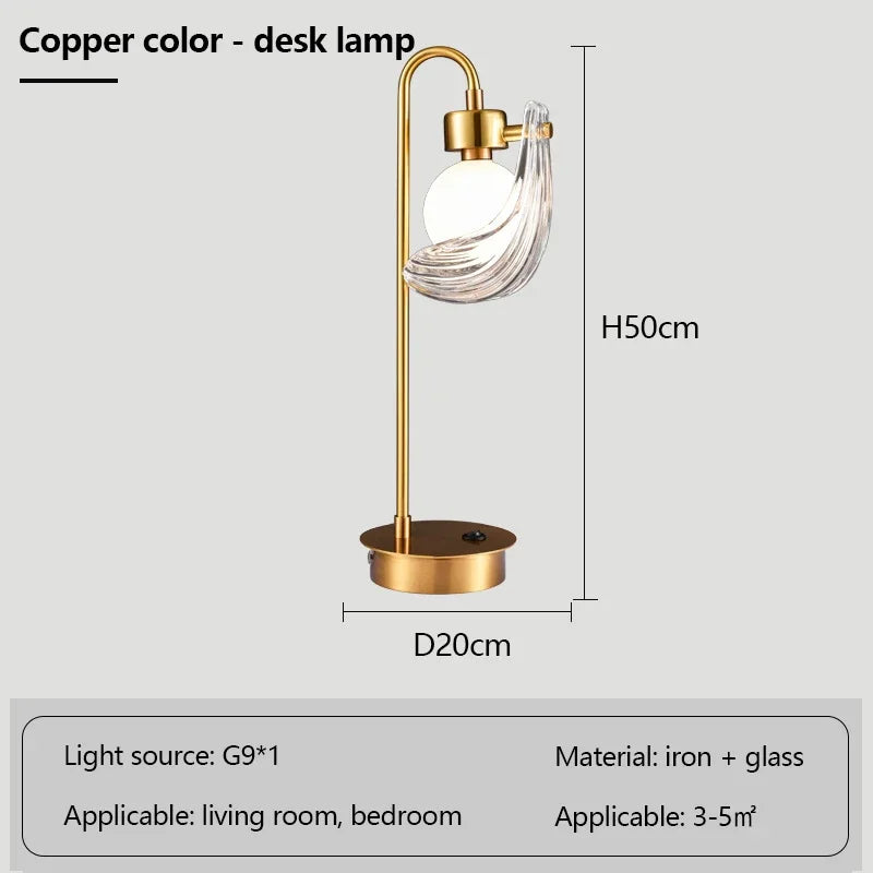 lustre de luxe en verre de coquille avec lampes led créatives