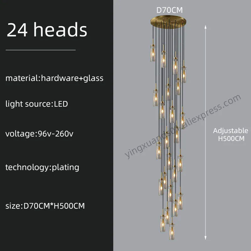 lustre en verre pour éclairage décoratif intérieur suspendu
