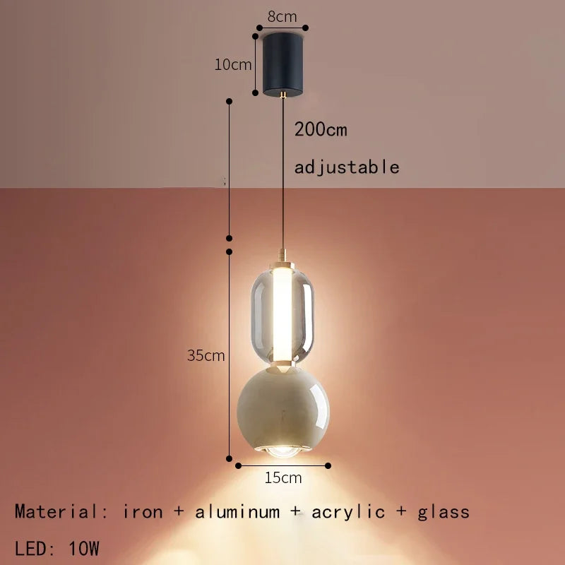 suspension en verre et fer style nordique créatif