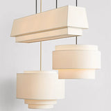 Suspension à plusieurs niveaux Camden Lampe de style japonais Abat-jour en tissu minimaliste Designer Lustre Salon Éclairage de comptoir de cuisine