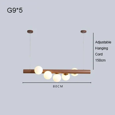 lustre en bois de noyer et verre design moderne pour intérieur élégant