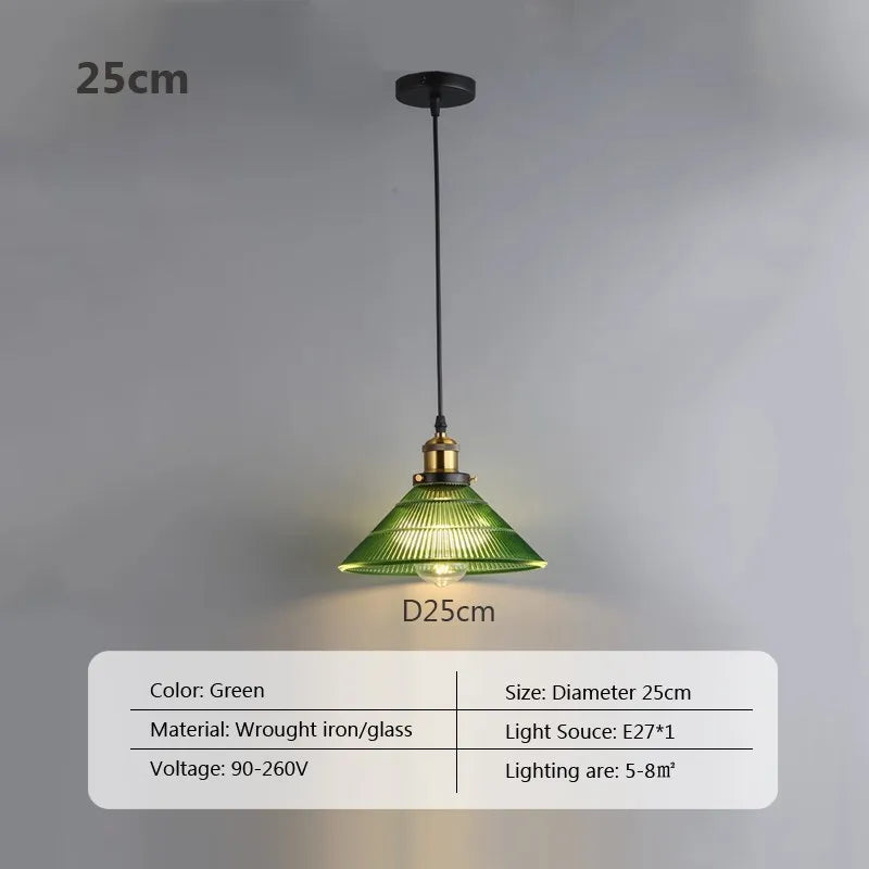 Suspension en verre au design nordique vert