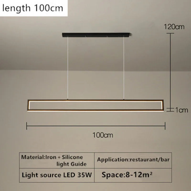 Modern LED black dimming living room light used for hanging decoration of restaurant, coffee shop, bar lighting fixtures