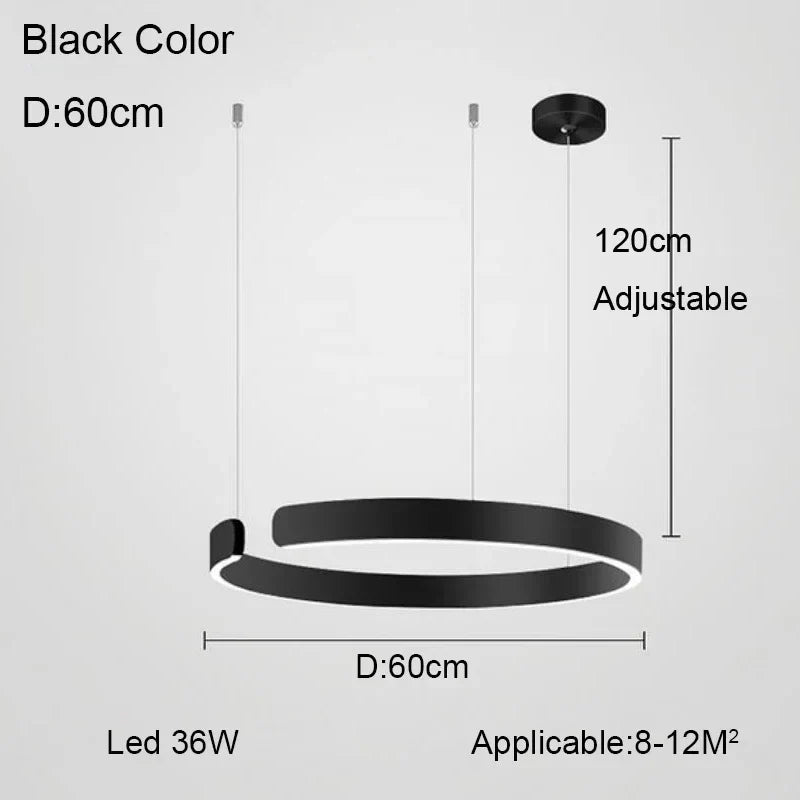 lustre à anneau en c design allemand avec couleurs changeantes