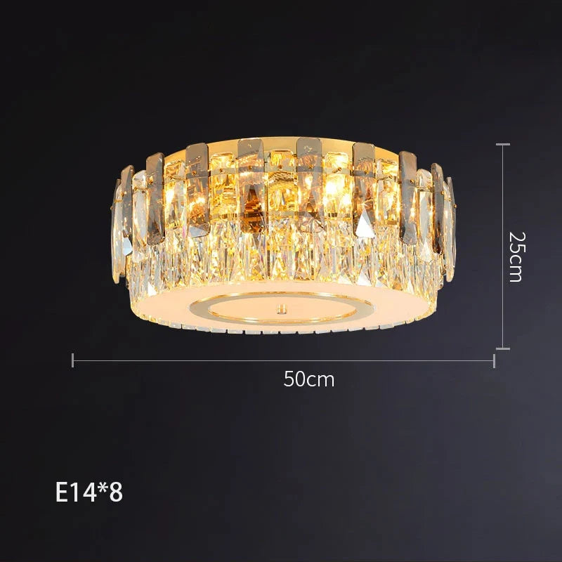 plafonnier led dimmable en verre de cristal rond moderne