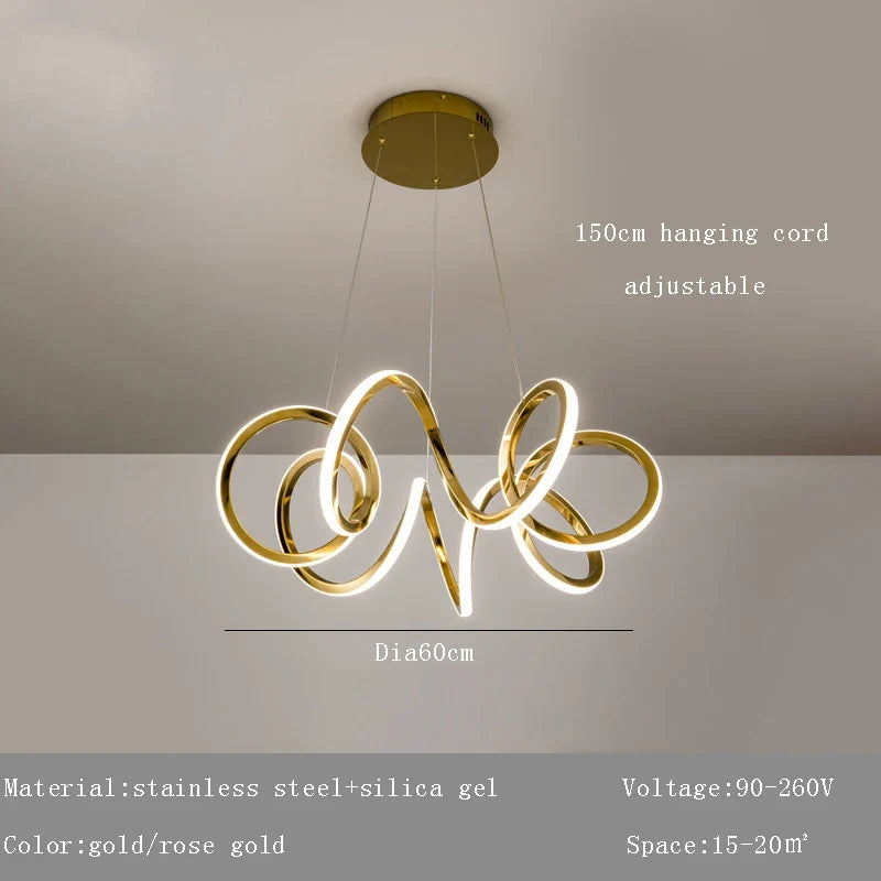 lustre moderne 	 avec lampes led suspendues en silicone