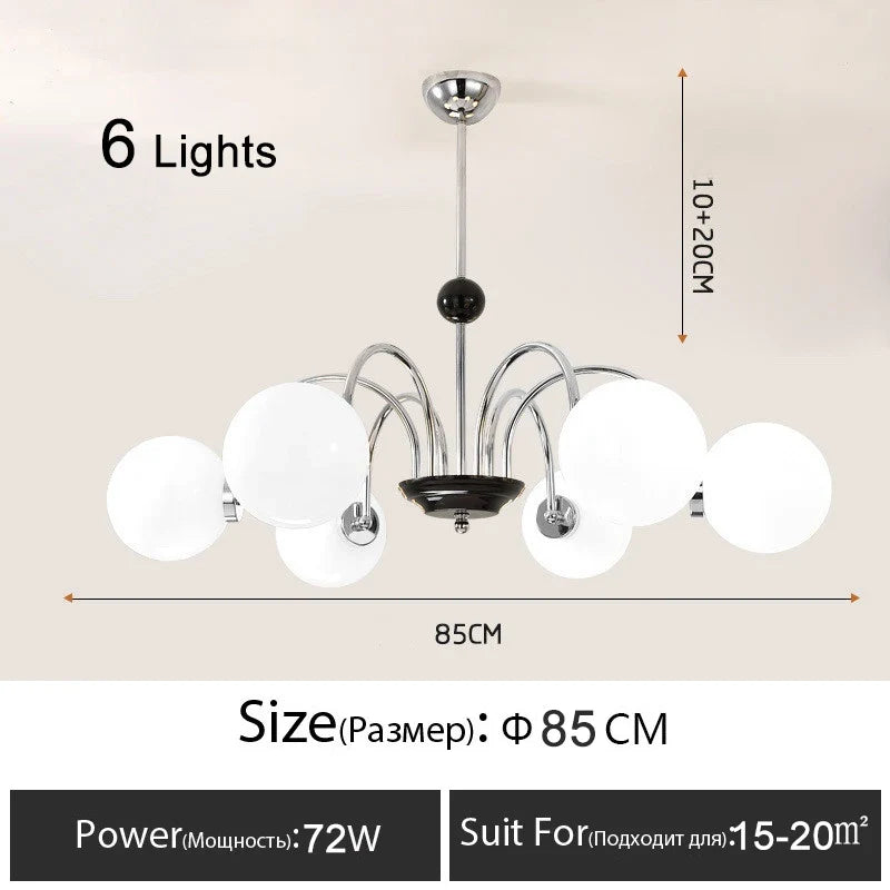 lustre nordique moderne en chrome avec éclairage led
