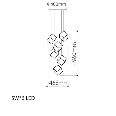 Modern cubic design villa pendant lights, Nordic living room, hotel lobby lights, restaurant, bar interior decoration lights