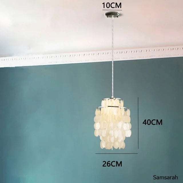 lustre nordique en coquillage avec luminaire à led