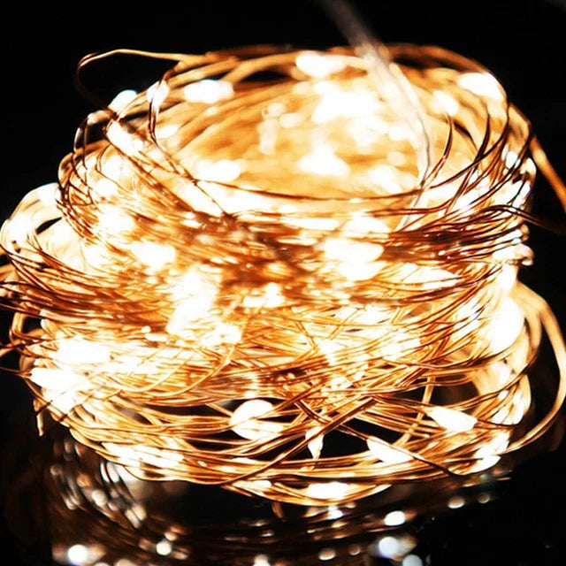 guirlande lumineuse led cuivre étanche pour fêtes et décorations