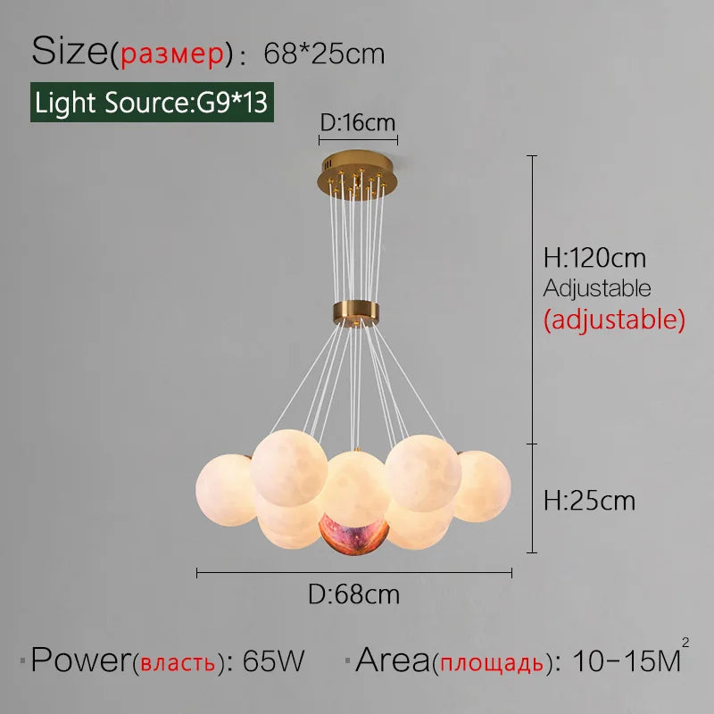 lustre nordique planète lune design bulle led décoration maison