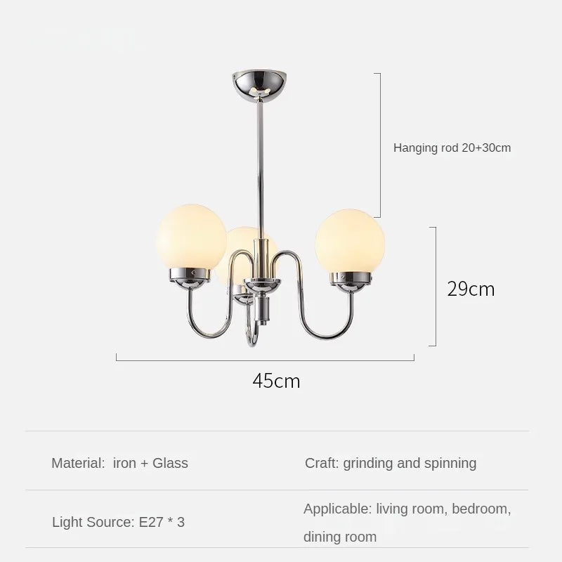 suspension minimaliste en verre et fer pour intérieur médiéval
