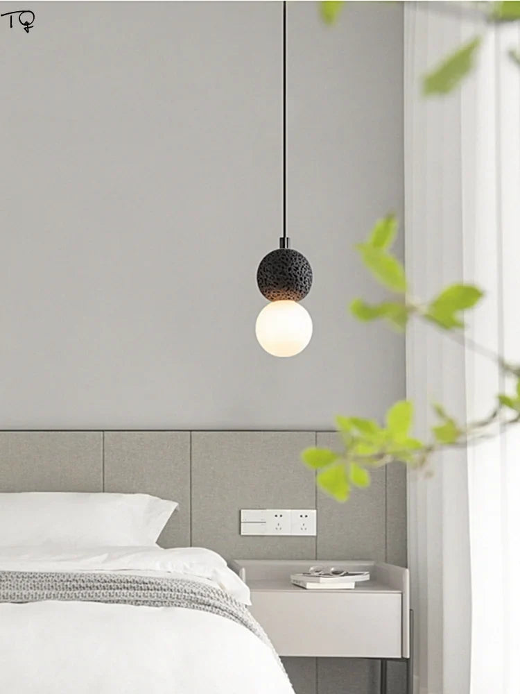 lampe suspendue moderne en pierre à trou noir idéale pour bar ou studio