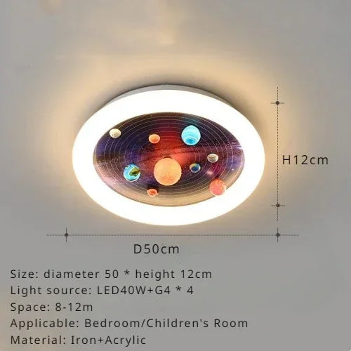 plafonnier sandyha pour enfants avec astronautes et planètes led