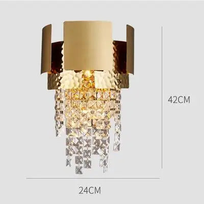 lustre en acier inoxydable à led avec cristal doré