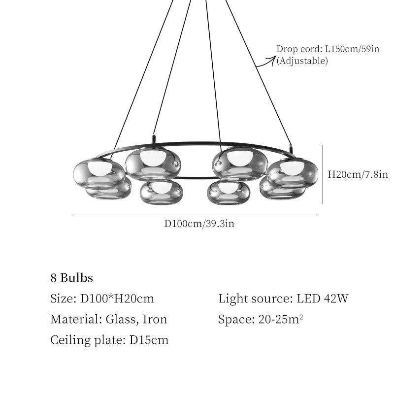 suspension en verre de luxe pour décoration moderne