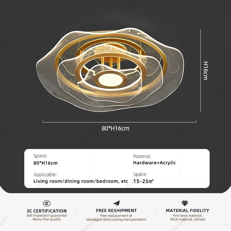 lustre doré à led au style luxueux pour intérieur élégant