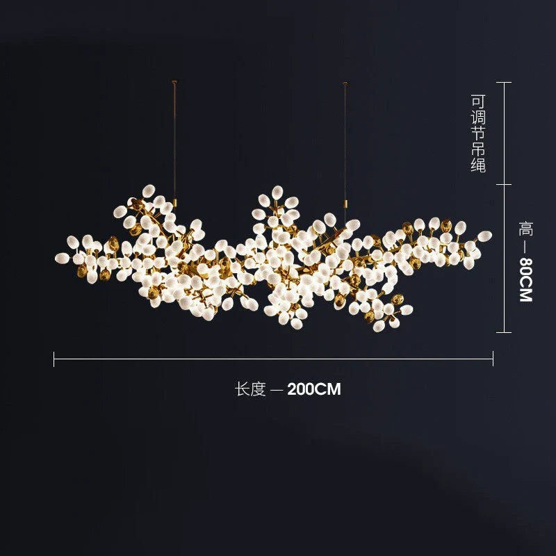 lustre moderne en or en forme de raisin pour intérieur élégant