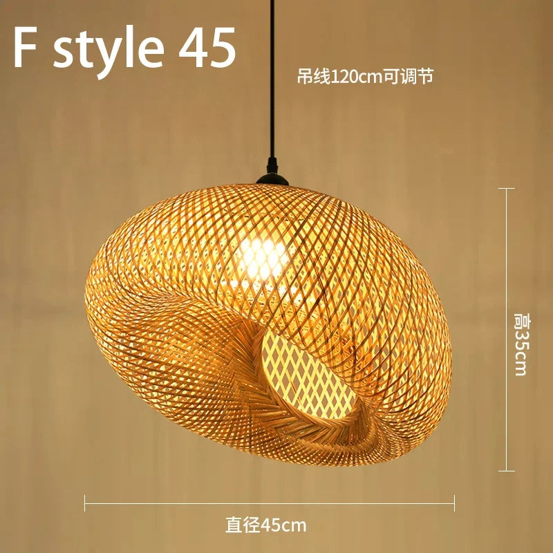 lustre style chinois fait main en bambou tissage pastoral vintage