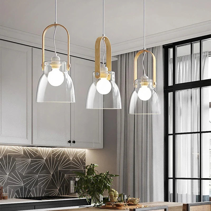 suspension moderne en verre avec fil réglable pour décoration intérieure