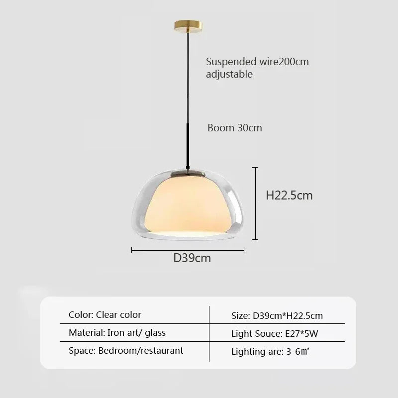 suspension en verre double couche style danois pour intérieur élégant