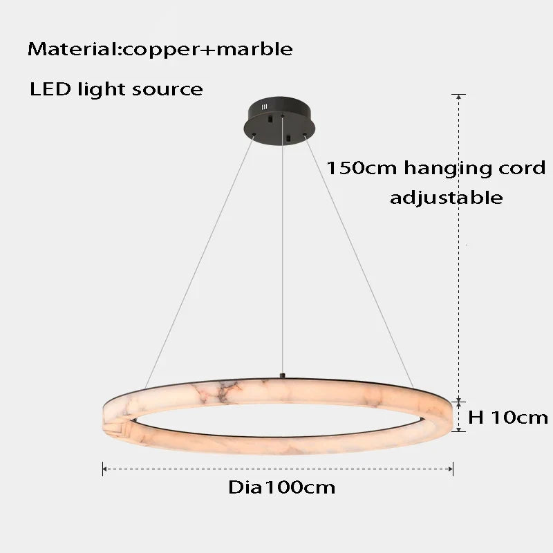 Suspension LED en marbre véritable