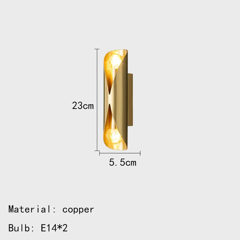 applique murale led moderne en cuivre pour intérieur élégant