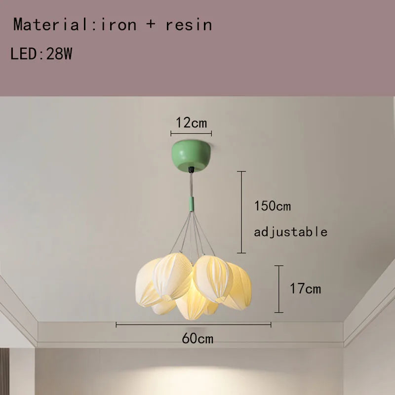 lustre en résine avec abat-jour romantique en métal
