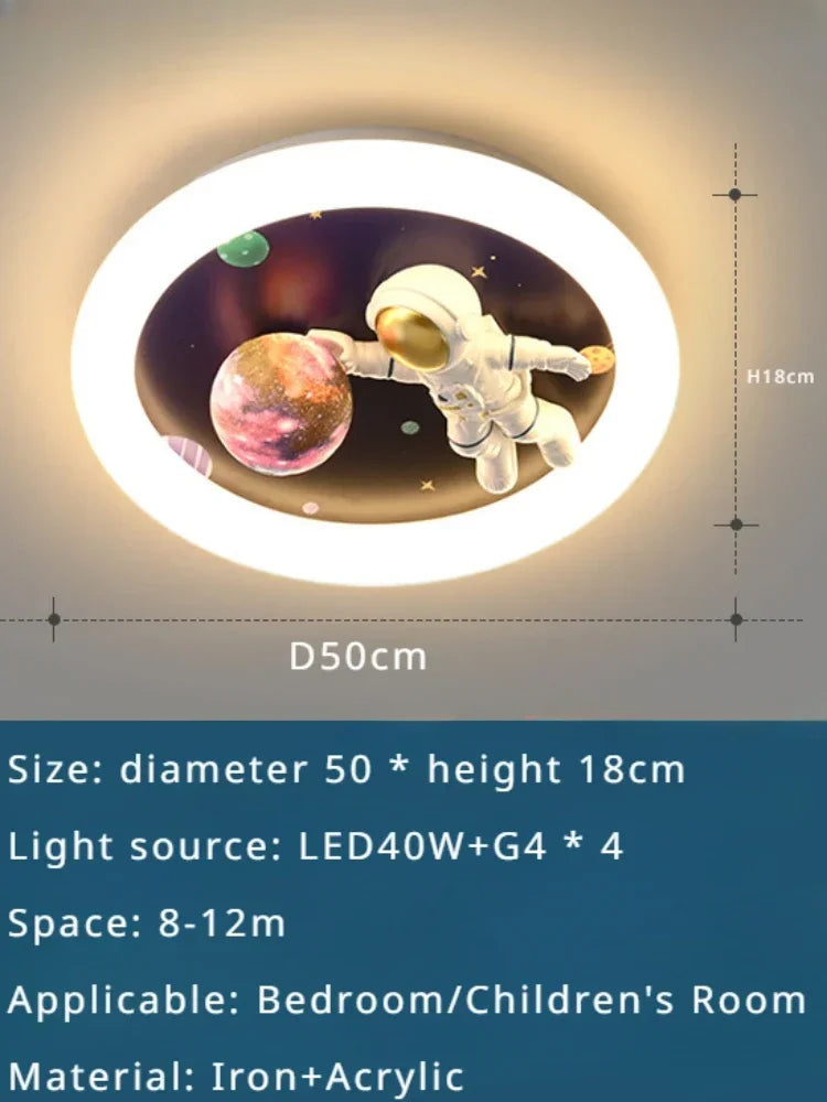 plafonnier sandyha pour enfants avec astronautes et planètes led