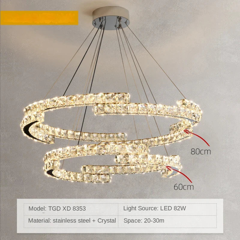 suspension led en cristal style nordique décoratif