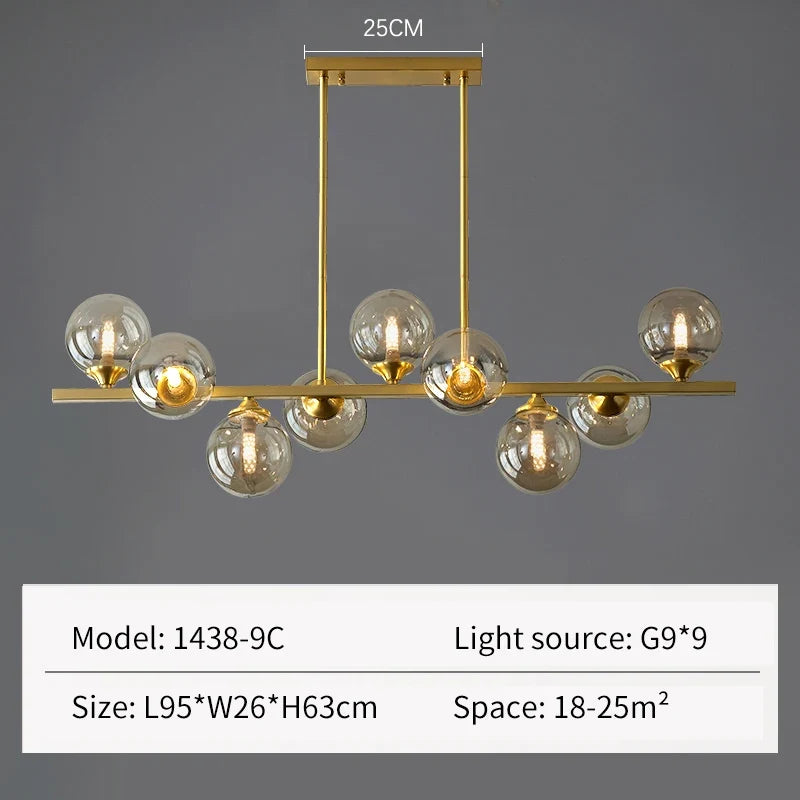 lustre led de luxe design moderne en verre