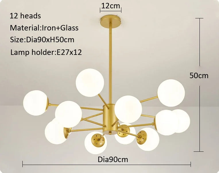 lustre moderne en verre pour intérieur lumineux