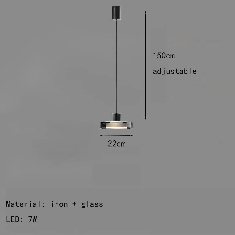 suspension ronde en verre design moderne fil réglable 3000k